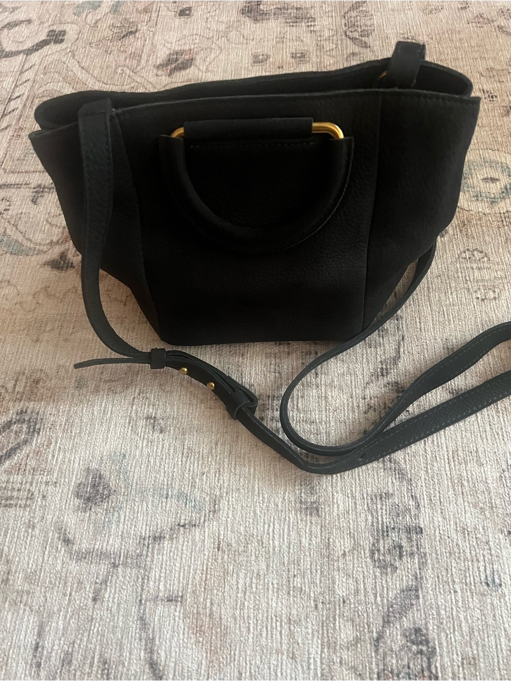 Madewell Black Crossbody Bag Top Handle with Gold Detail